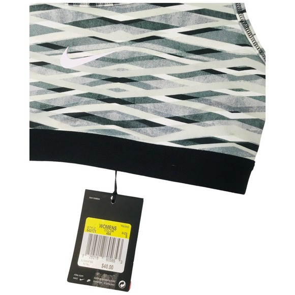 New Nike Pro Criss Cross Bra Top Dry Fit Workout Logo Athletic Geometric Gray S - Picture 8 of 16